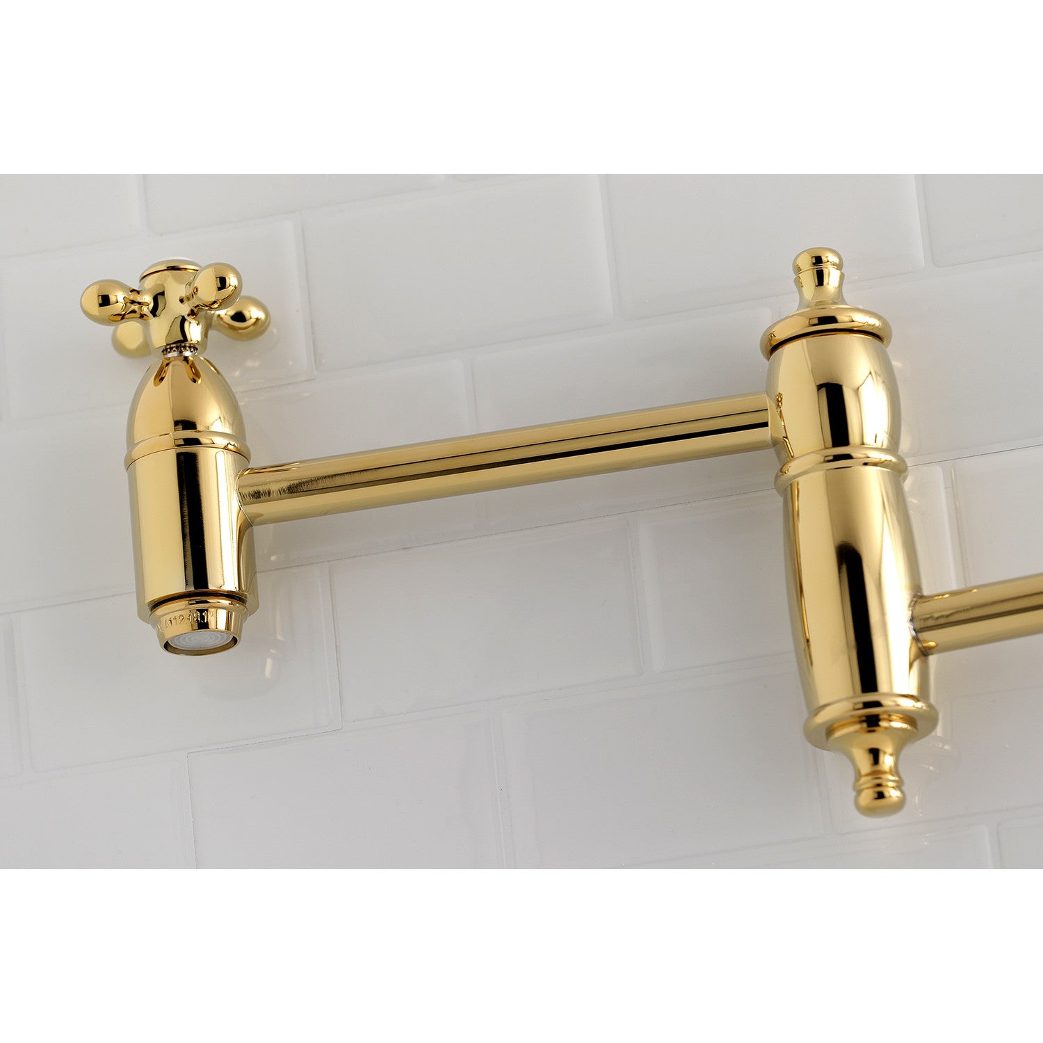 Kingston Heirloom KS3102AX - Restoration Two-Handle 1-Hole Wall Mount Pot Filler Faucet, Polished Brass — thumbnail 3
